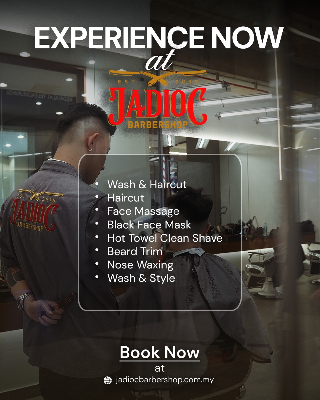 Jadioc Barbershop Facebook ad: Look Sharp. Feel Confident.