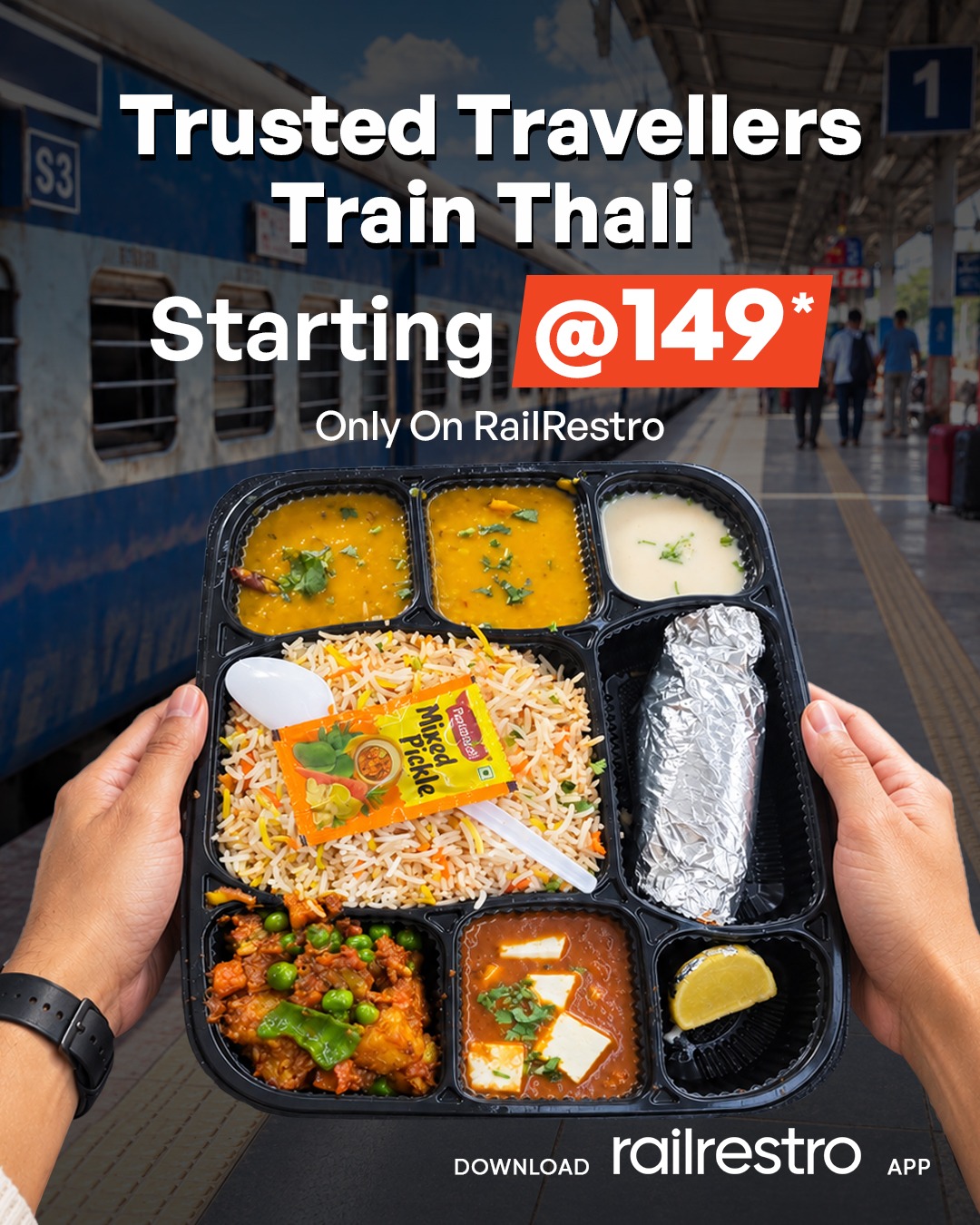 Railrestro Facebook ad: RailRestro-Order Food on Train