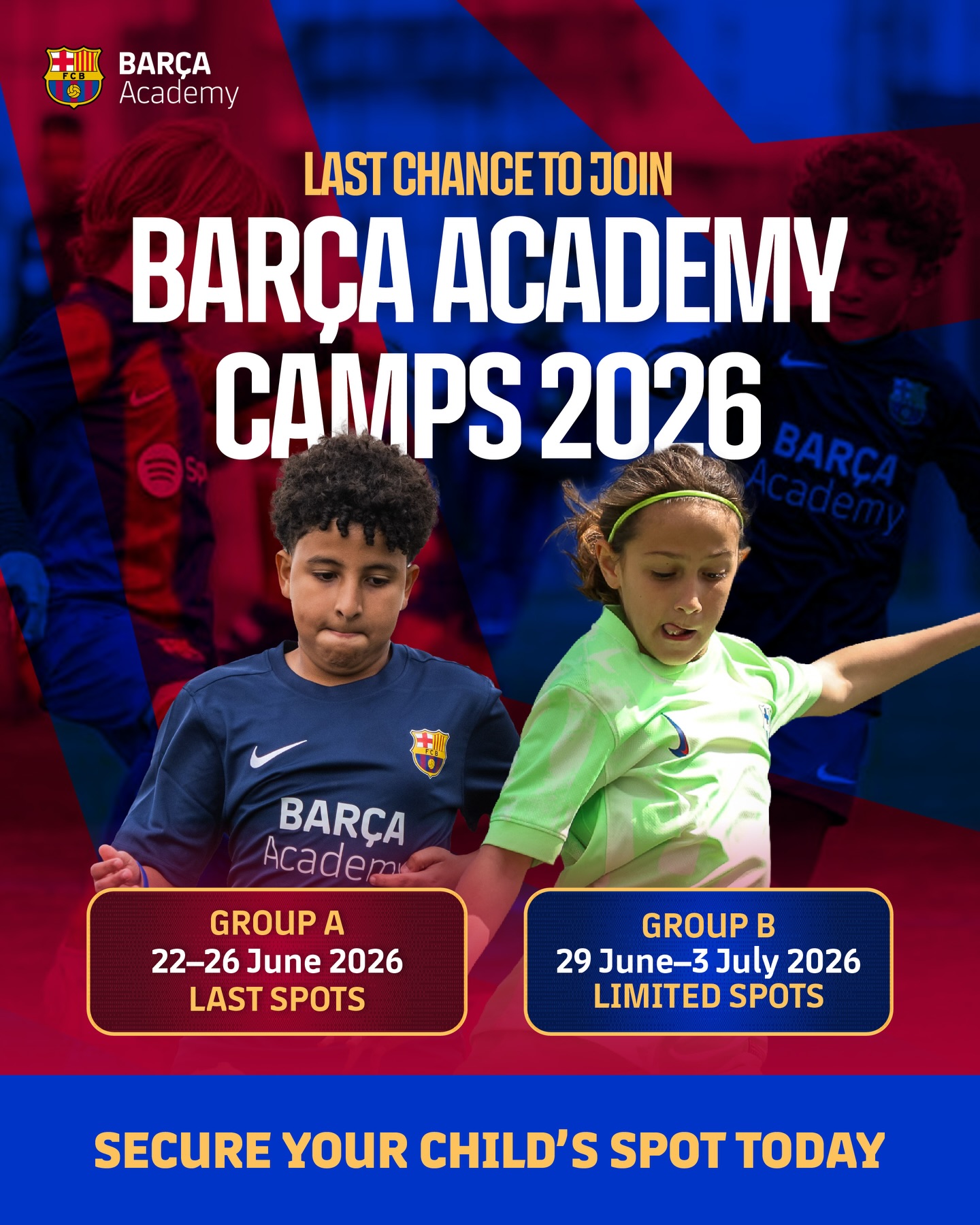 Talenta Group Facebook ad: LAST CHANCE TO JOIN BARรA ACADEMY CAMPS 2026.