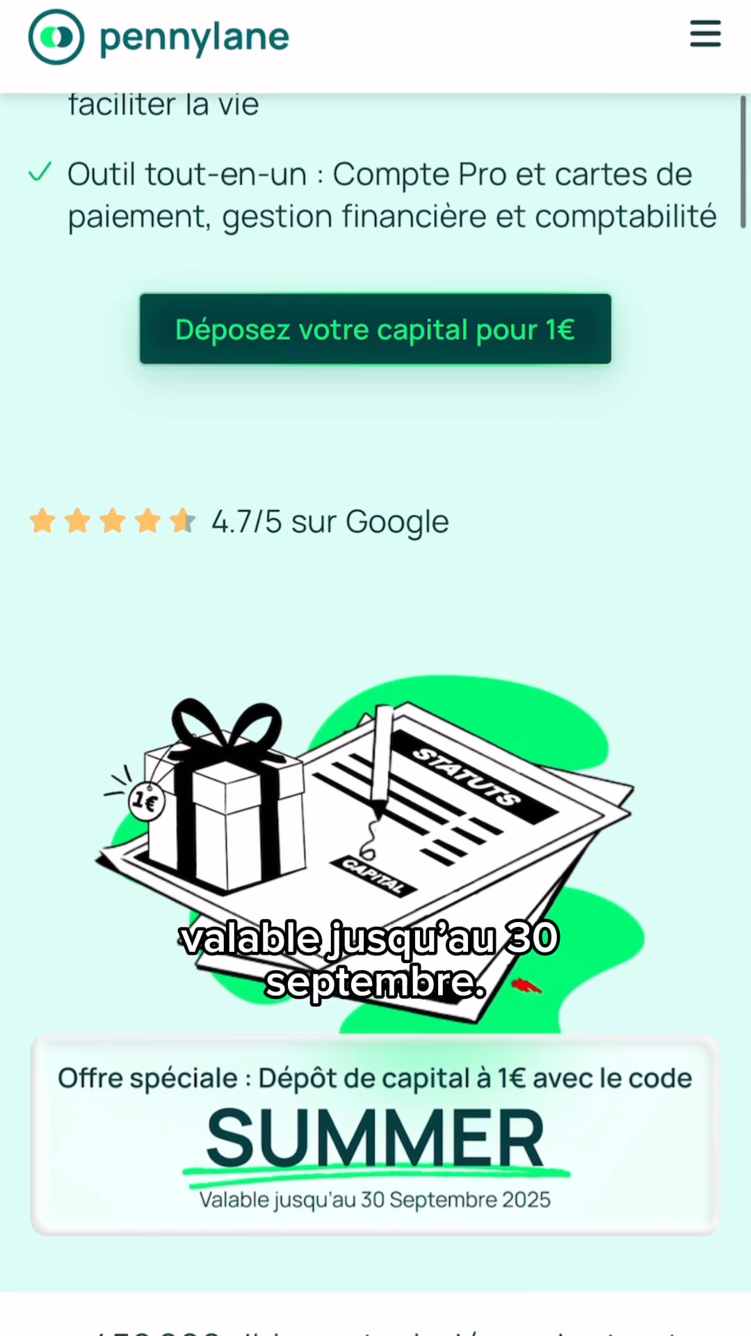 Pennylane - Comptabilité Facebook ad: Déposer mon capital pour 1€