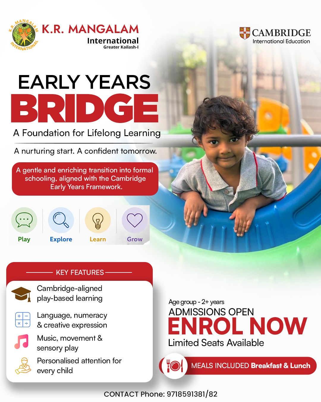 K.R. Mangalam International Facebook ad: Limited Seats Available.