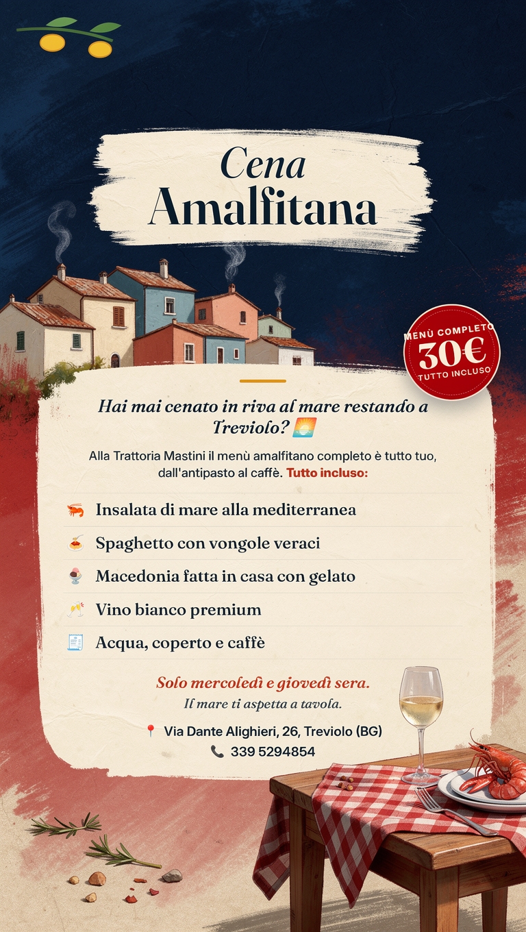 Trattoria Mastini Facebook ad: Menù Amalfitano