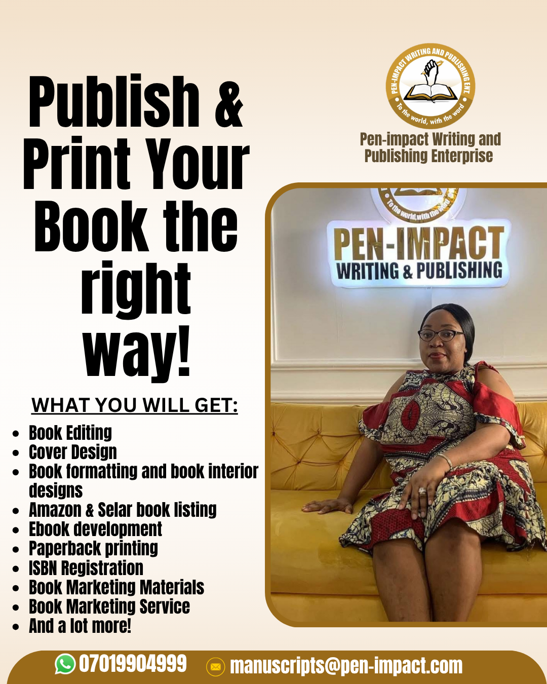 Pen-Impact Writing & Publishing Ent. Facebook ad: PUBLISH YOUR BOOK THE RIGHT WAY