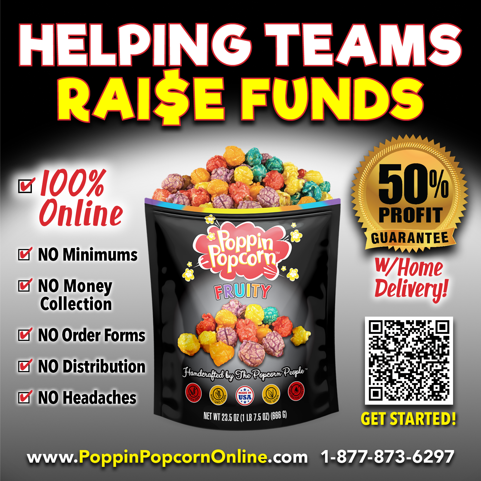 Poppin Popcorn Fundraising Facebook ad