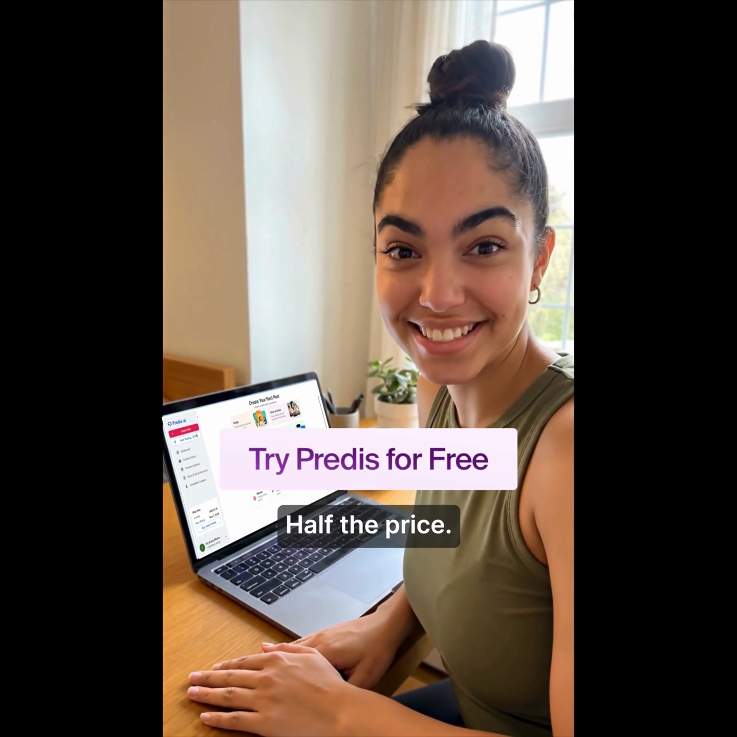 Predis.ai Facebook ad: Save upto 50% Off
