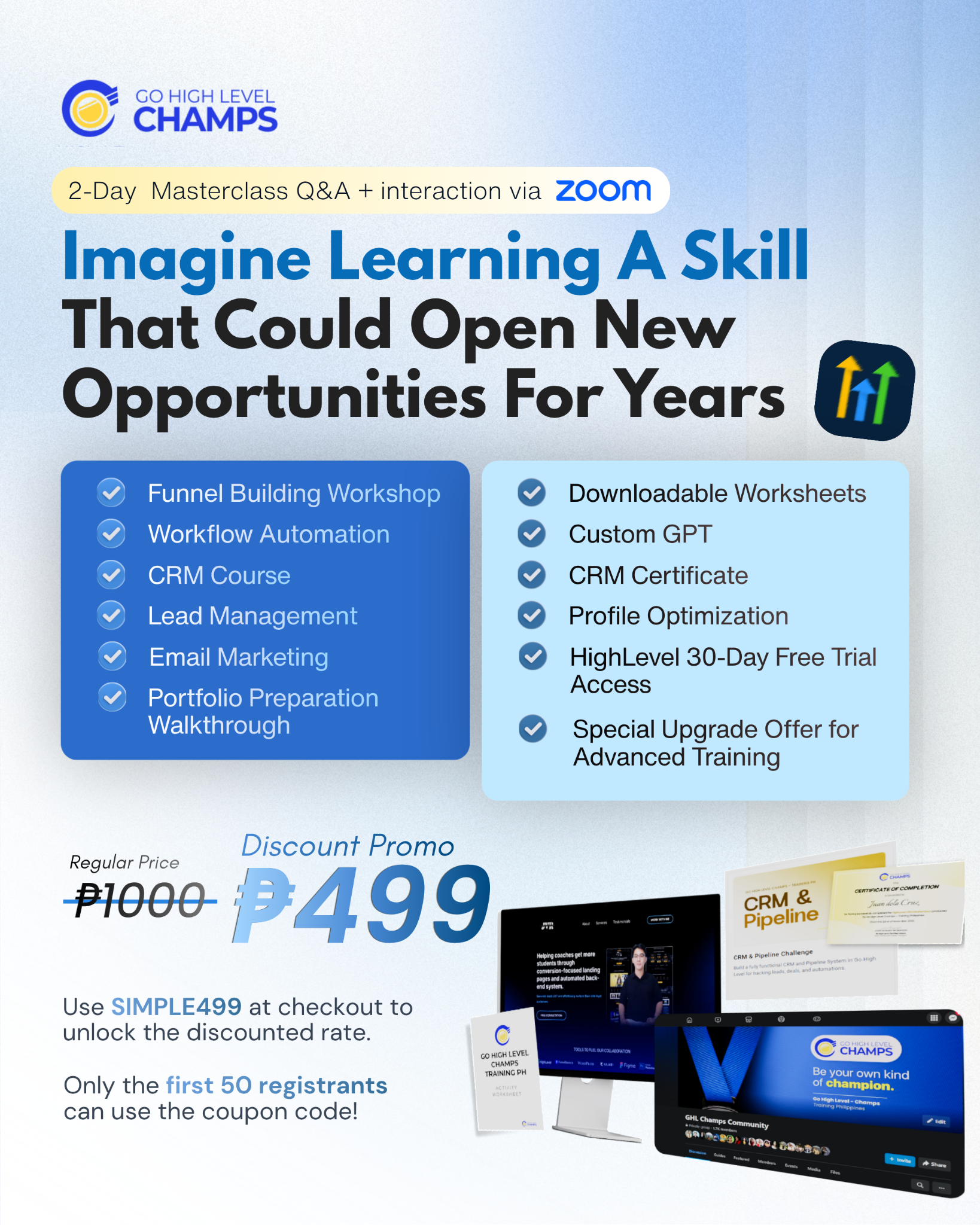 Go High Level Champs - Training PH Facebook ad: Guided GHL Training Now Open! Start Now!