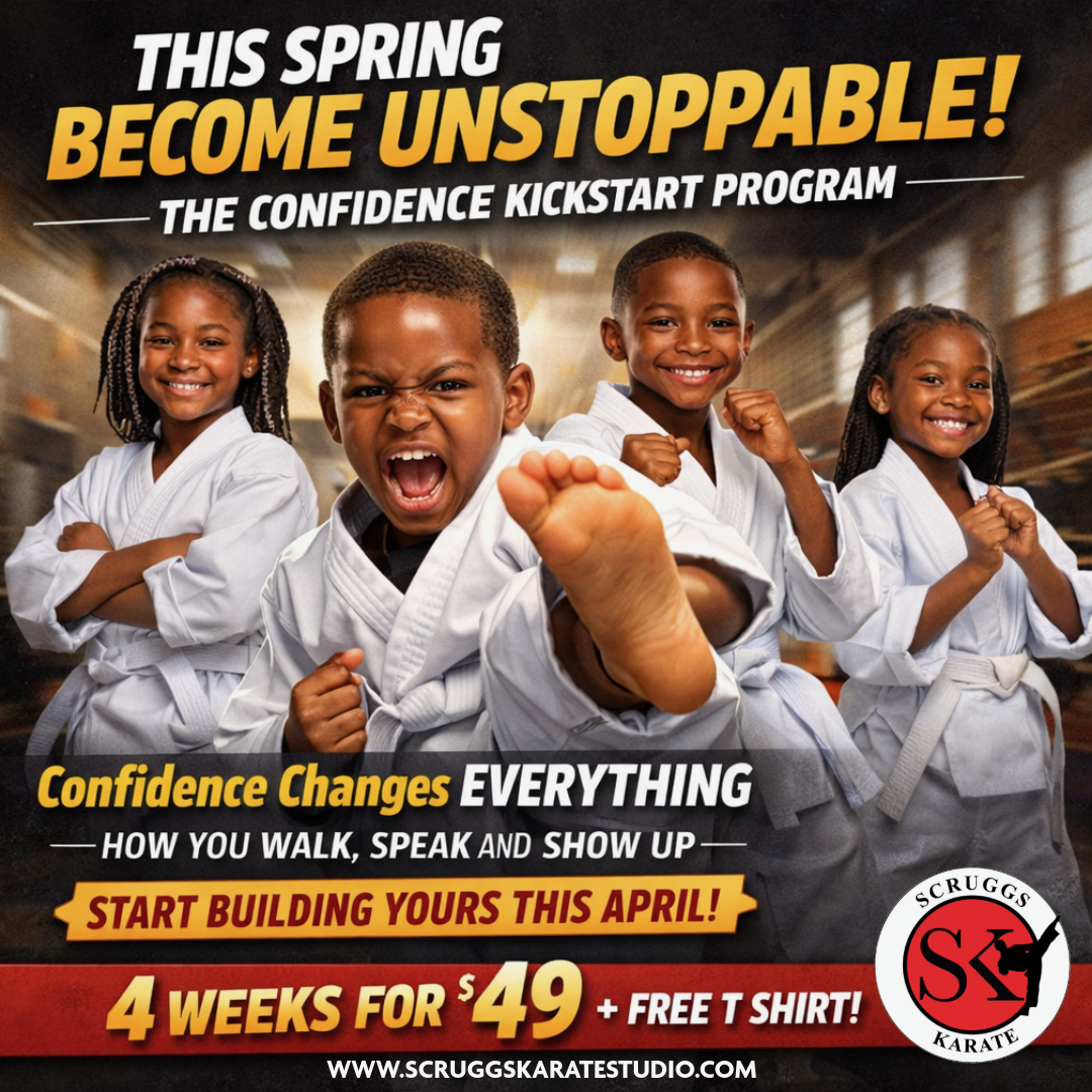 Scruggs Karate & Kickboxing Studio Facebook ad: Strong, Confident Kids Start Here