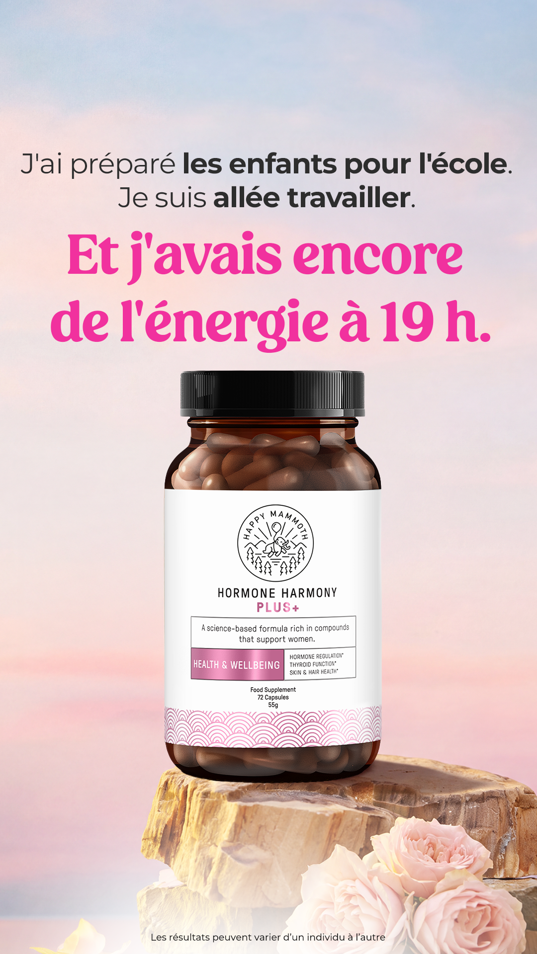 Happy Mammoth EU Facebook ad: Rééquilibrez votre taux d’œstrogènes en 2026