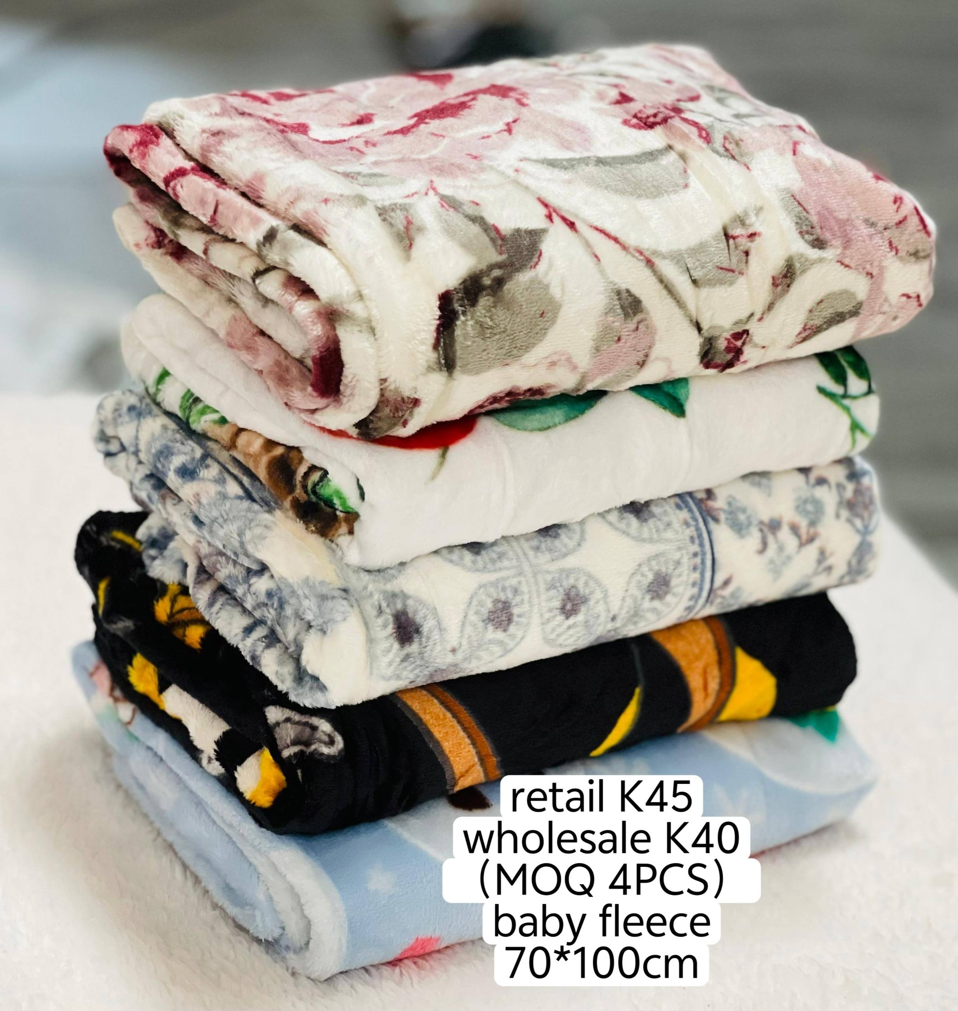 Home Decor Zambia Facebook ad: premium quality baby fleece promotion at k45 each…