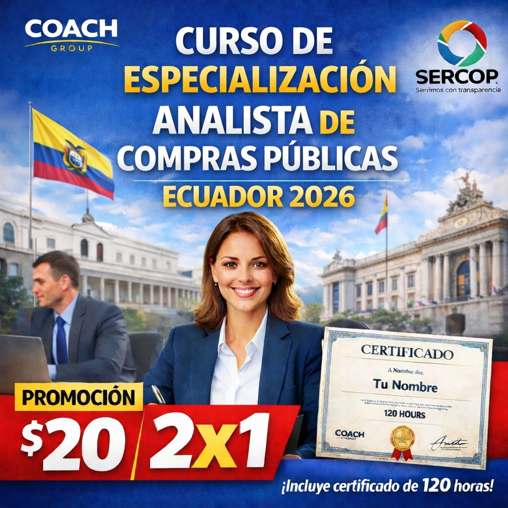 Cursos online COACH Ecuador Facebook ad: CURSO DE ESPECIALIZACIÓN ANALISTA DE COMPRAS PÚBLICAS…