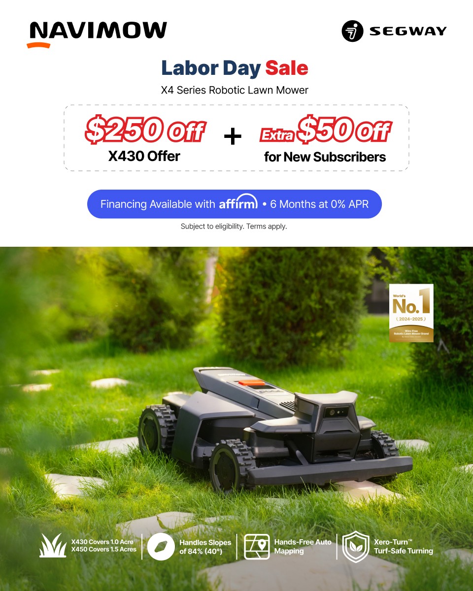 Segway Navimow Facebook ad: $250 OFF X430 Mower | Navimow Labor Day Deals