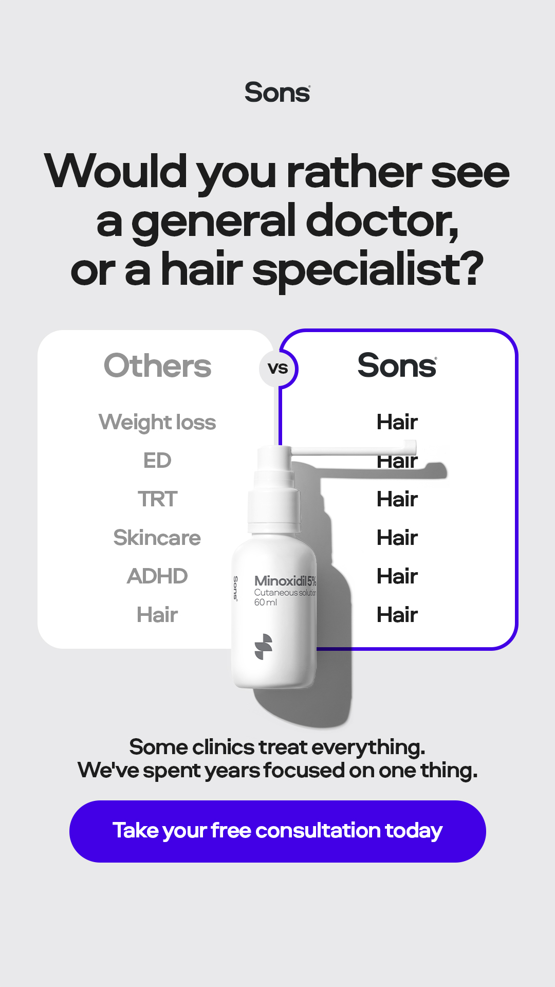 Sons Facebook ad: Your hairline. Your call.