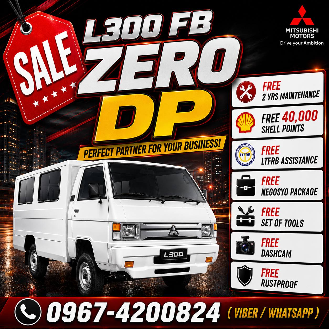 Mitsubishi ZERO DP Paco Otis Manila by MS. Twinkle Facebook ad: L300 FB, ZERO DP SALE!