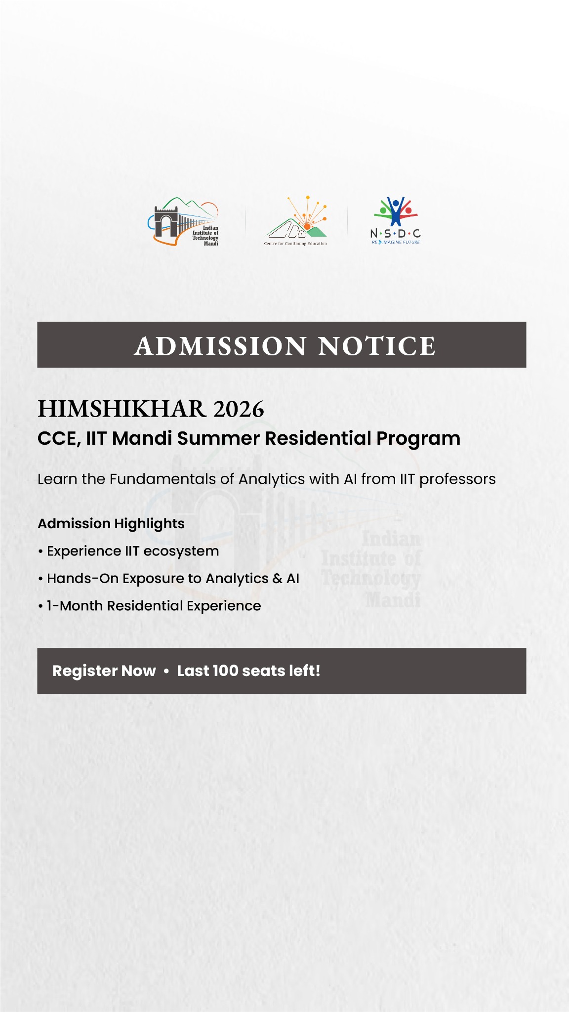 Himshikhar 2026 - Summer Residential Program at IIT Mandi Facebook ad from Jun 15, 2026