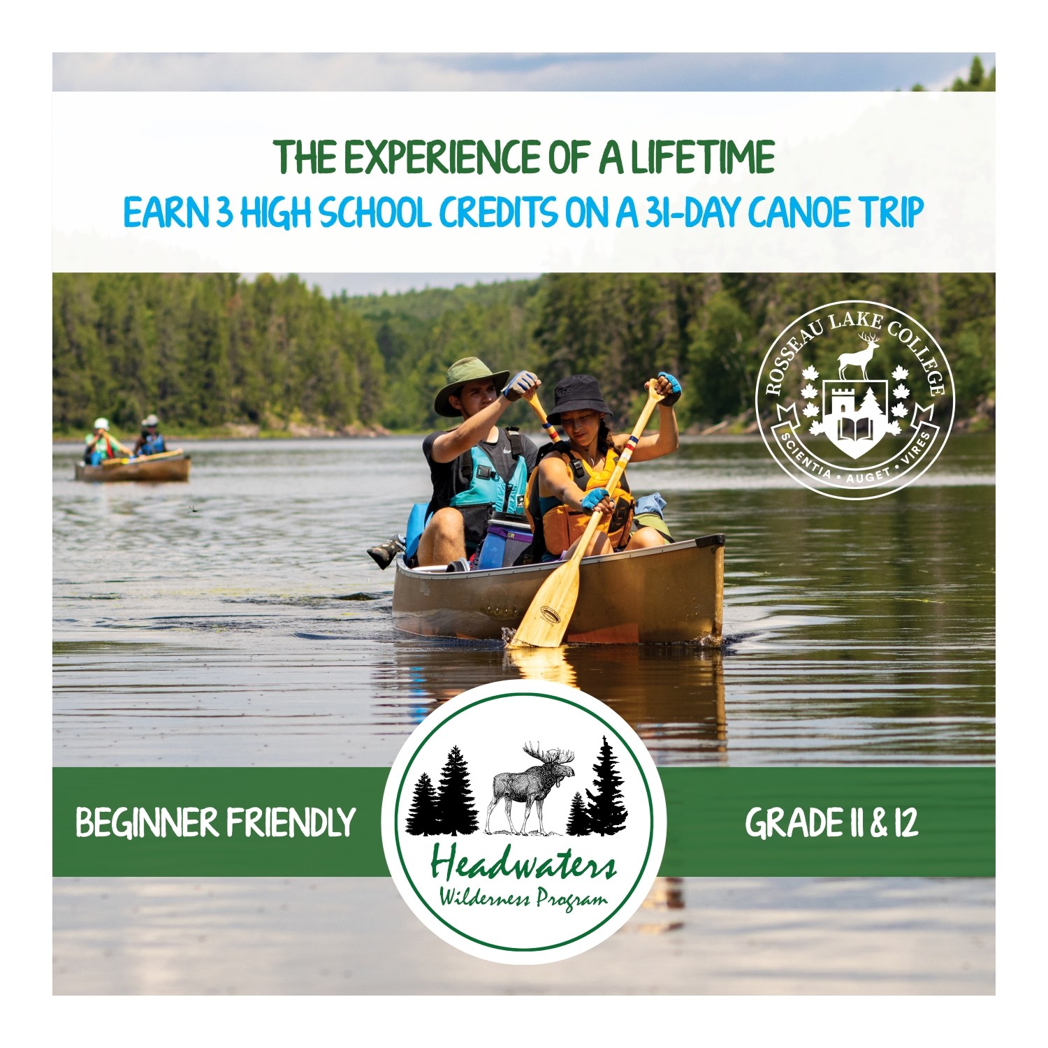 Headwaters Wilderness Program Facebook ad: Earn 3 Ontario high school credits while on…