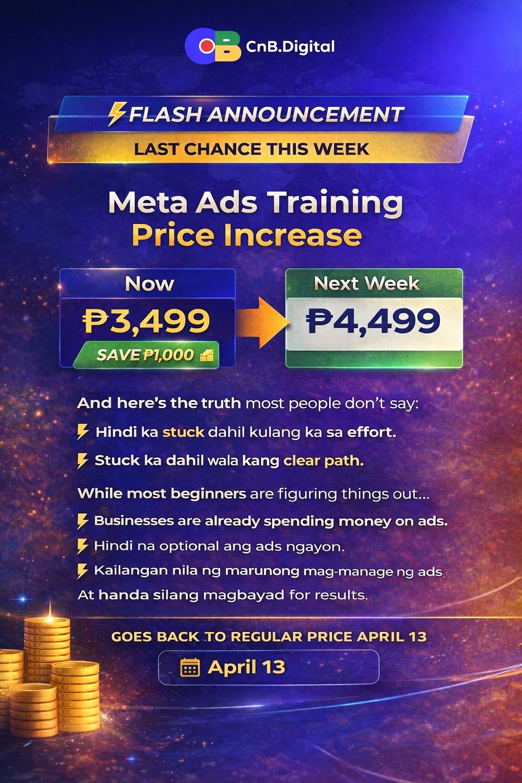 Chester Macale Facebook ad: Last chance to get in at ₱3,499.