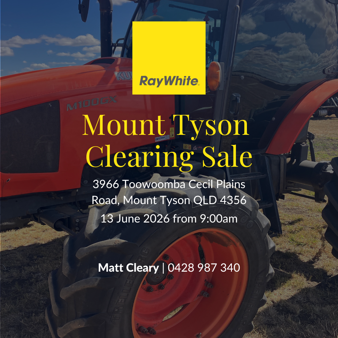 Matt Cleary - Ray White Rural Toowoomba Facebook ad: Mount Tyson Clearing Sale | 3966 Toowoomba Cecil Plains Road