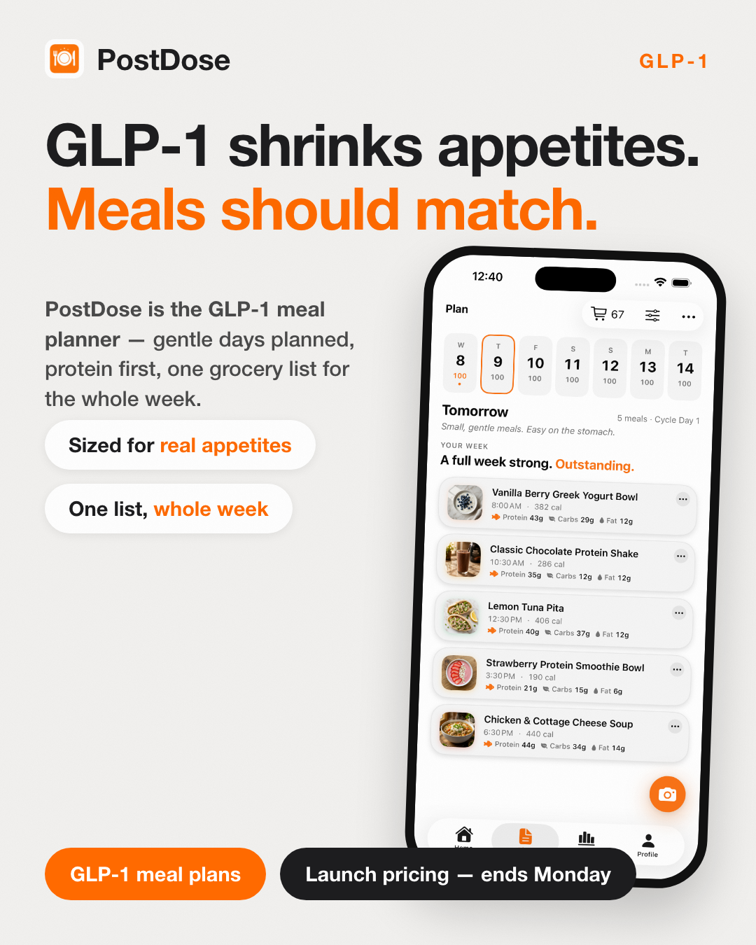 Post Dose Facebook ad: sized for real appetites
