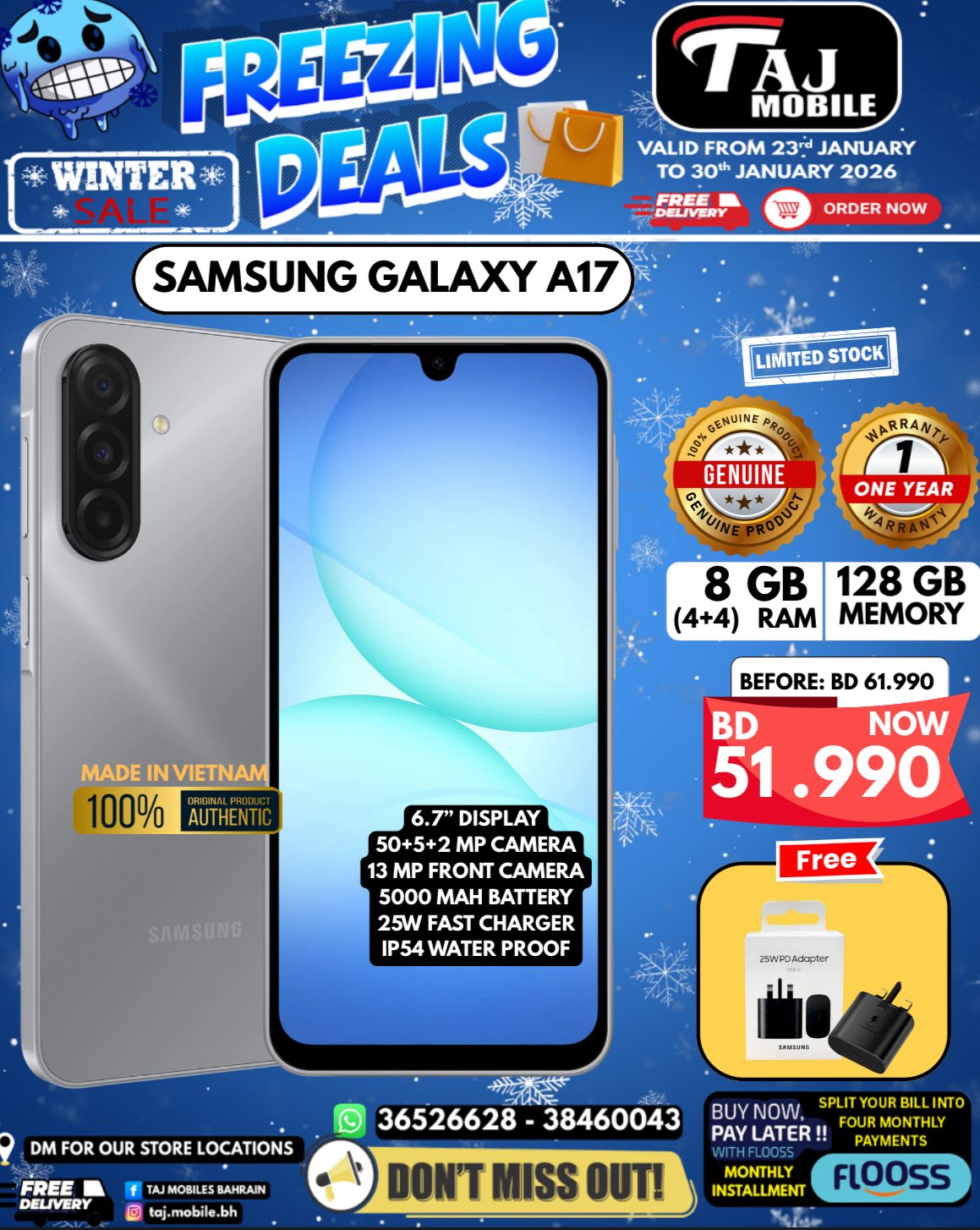 Taj Mobile Bahrain Facebook ad: FREEZING DEALS