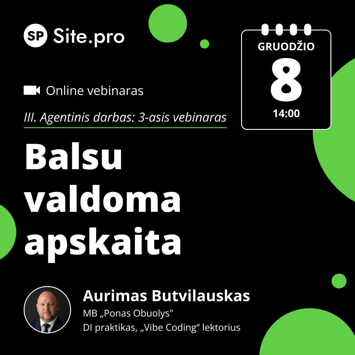 Site.pro - Apskaitos programa ir ERP Facebook ad: Online seminaras Balsu valdoma apskaita