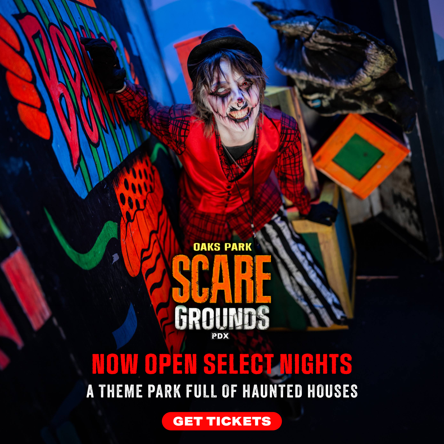 ScareGrounds PDX Facebook ad: An Entire Haunted Theme Park