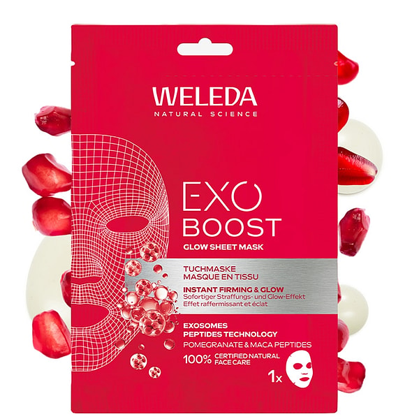 Weleda Facebook ad: Exosomas de centella, granada, astaxantina y péptidos en…
