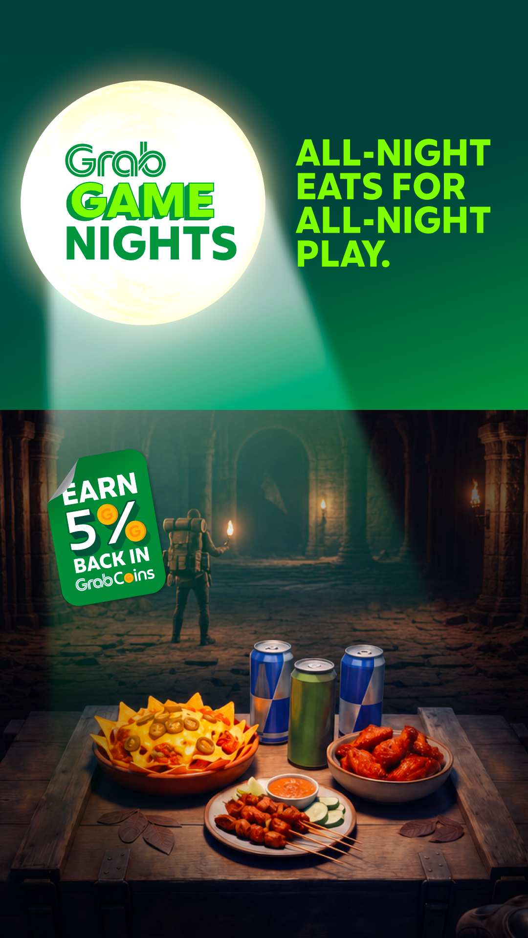 GrabFood Facebook ad: Tap for game snacks