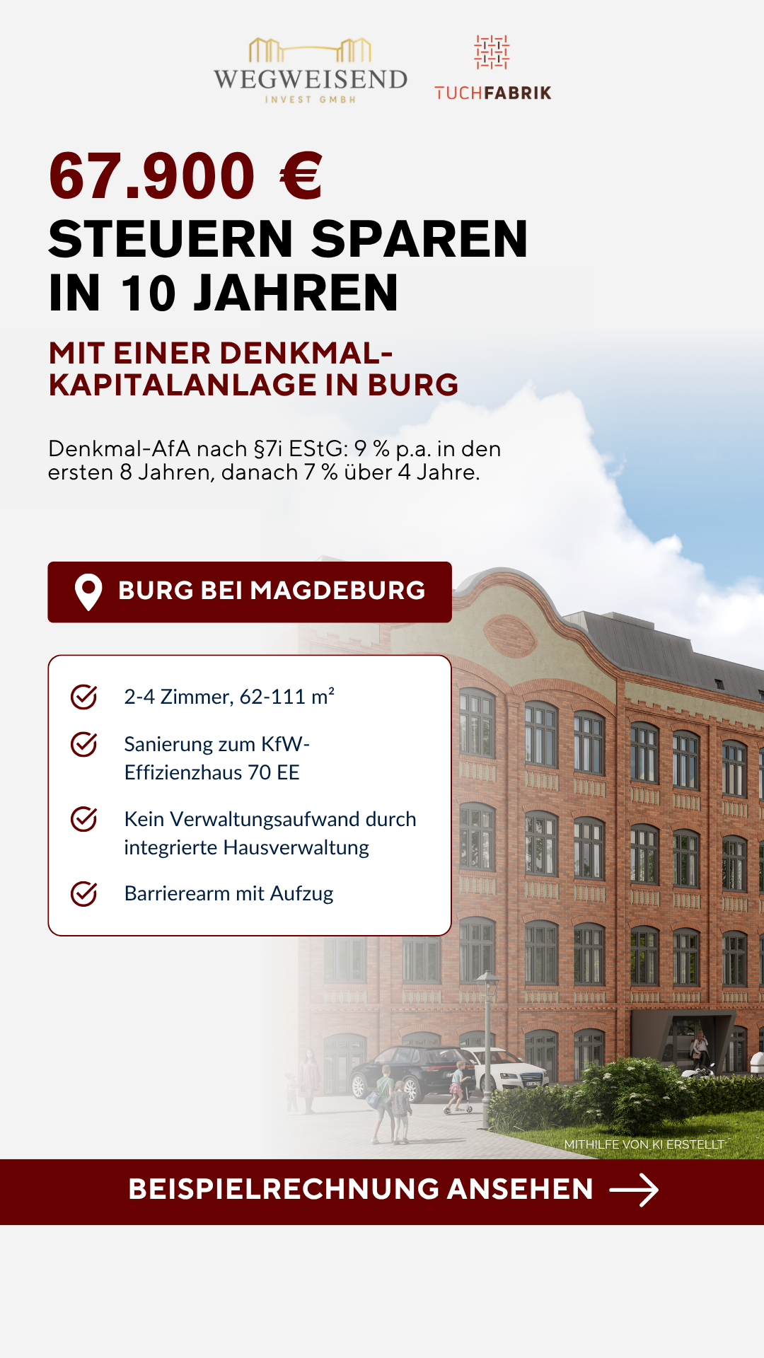 Wohnquartier Tuchfabrik Facebook ad: Sichere Investition in bester Lage von Burg