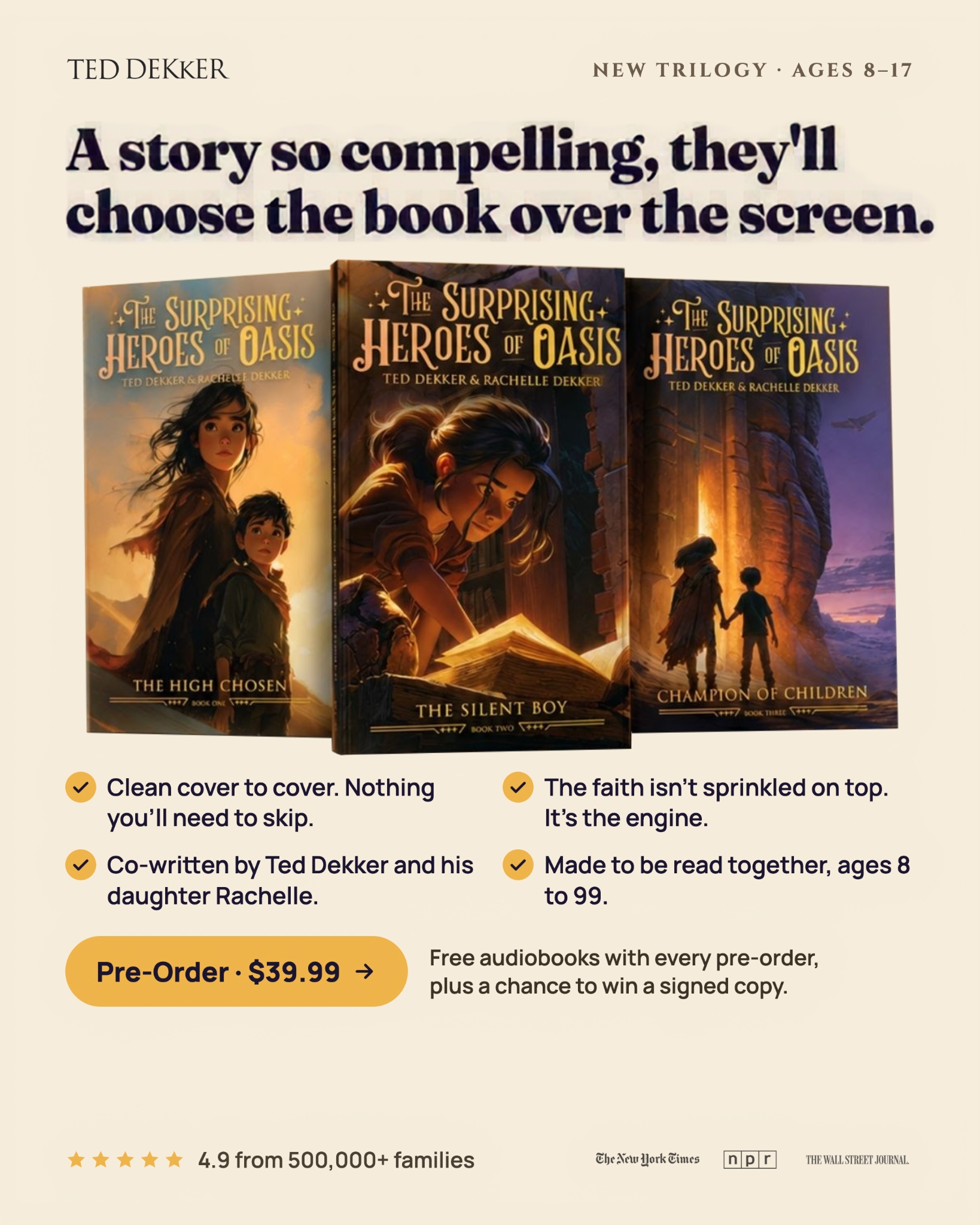 Ted Dekker Facebook ad: Pre-order only. Win a signed copy.