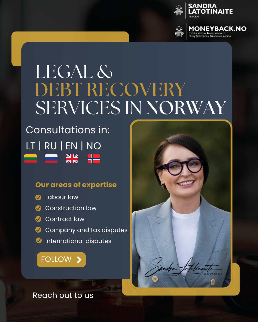 Advokatė Sandra Latotinaitė Norvegija Facebook ad