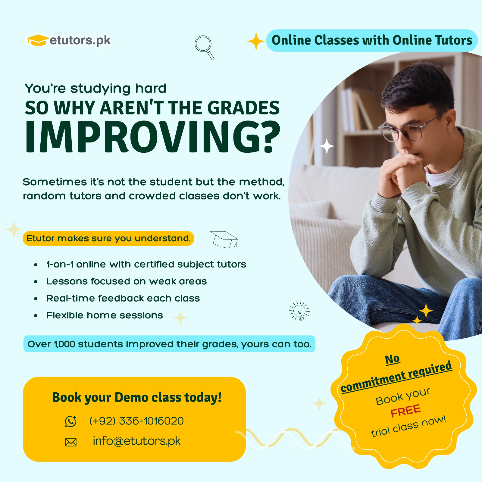 ETutors Academy Facebook ad: Kitna bhi parho, agar concept clear nahi toh…