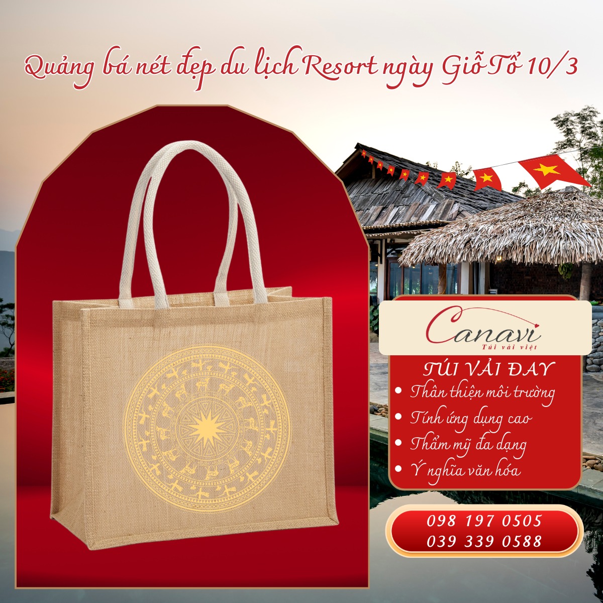 Xưởng Sản Xuất Túi Vải Việt Canavi Facebook ad: QUẢNG BÁ RESORT VỚI TÚI VẢI ĐAY CHUẨN…