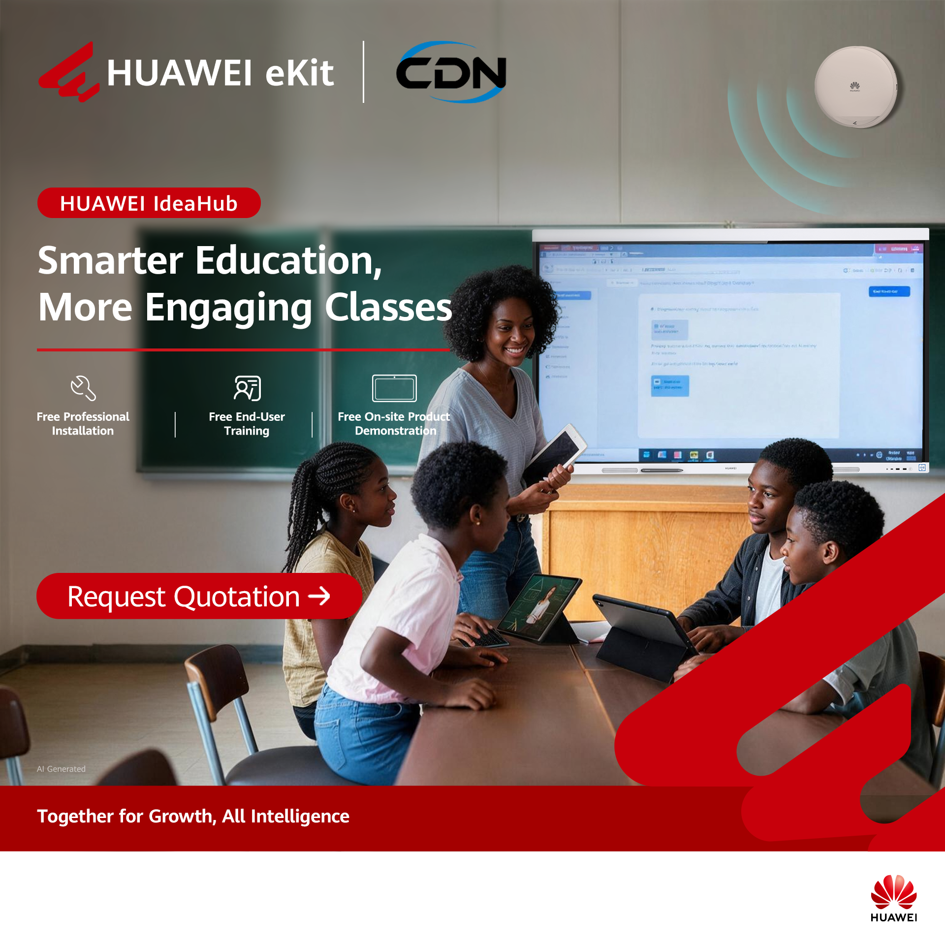 Huawei Enterprise Facebook ad: Smarter Classroms with Huawei Ideahub