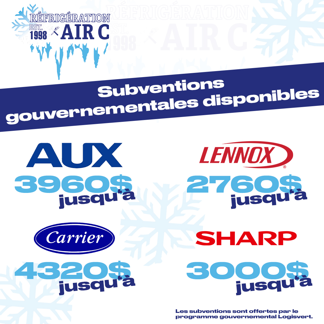 Réfrigération Air C Facebook ad: Saviez-vous que vous pouviez choisir votre subvention…