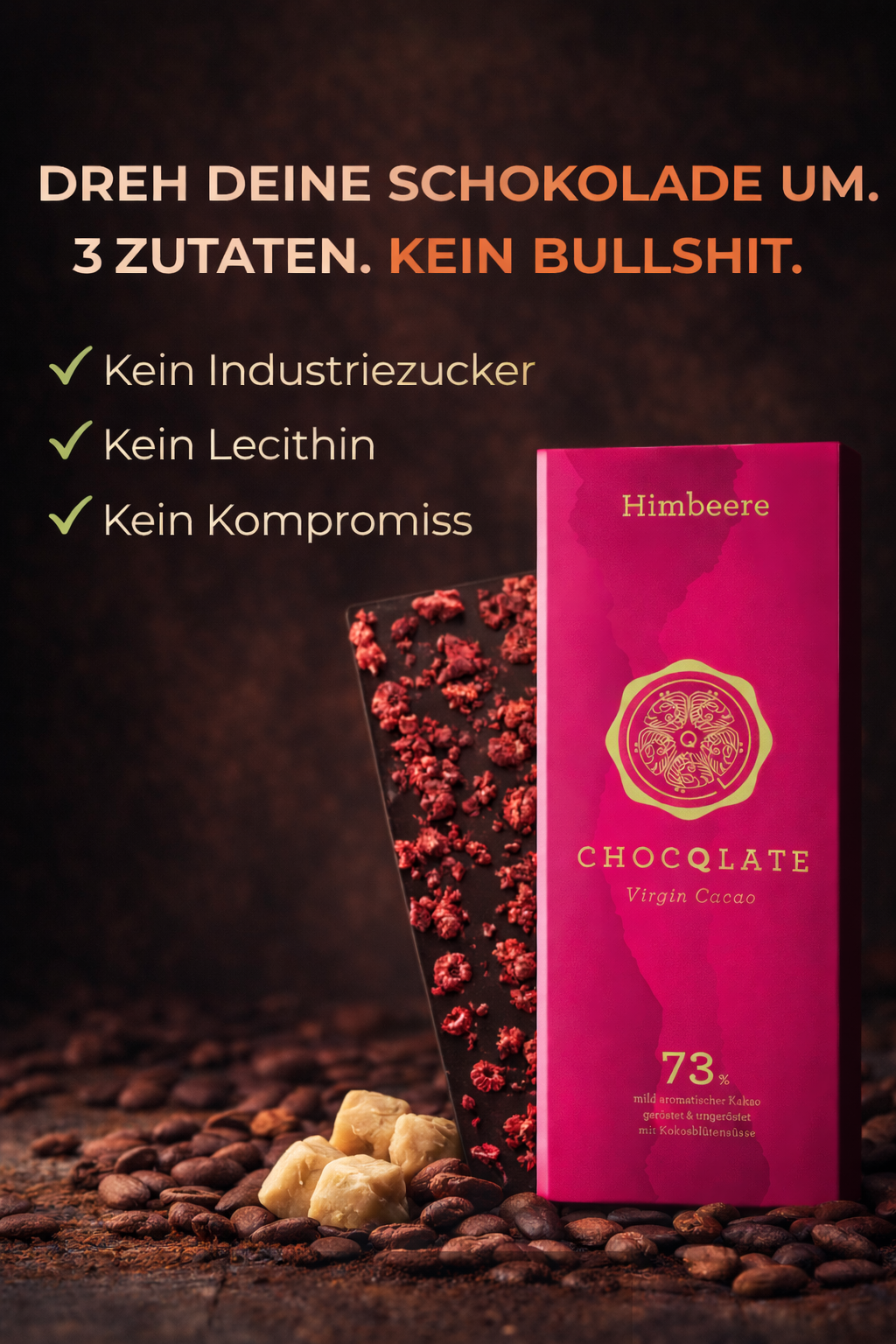 ChocQlate. The Power of Cacao. Facebook ad: Das fühlt sich anders an.
