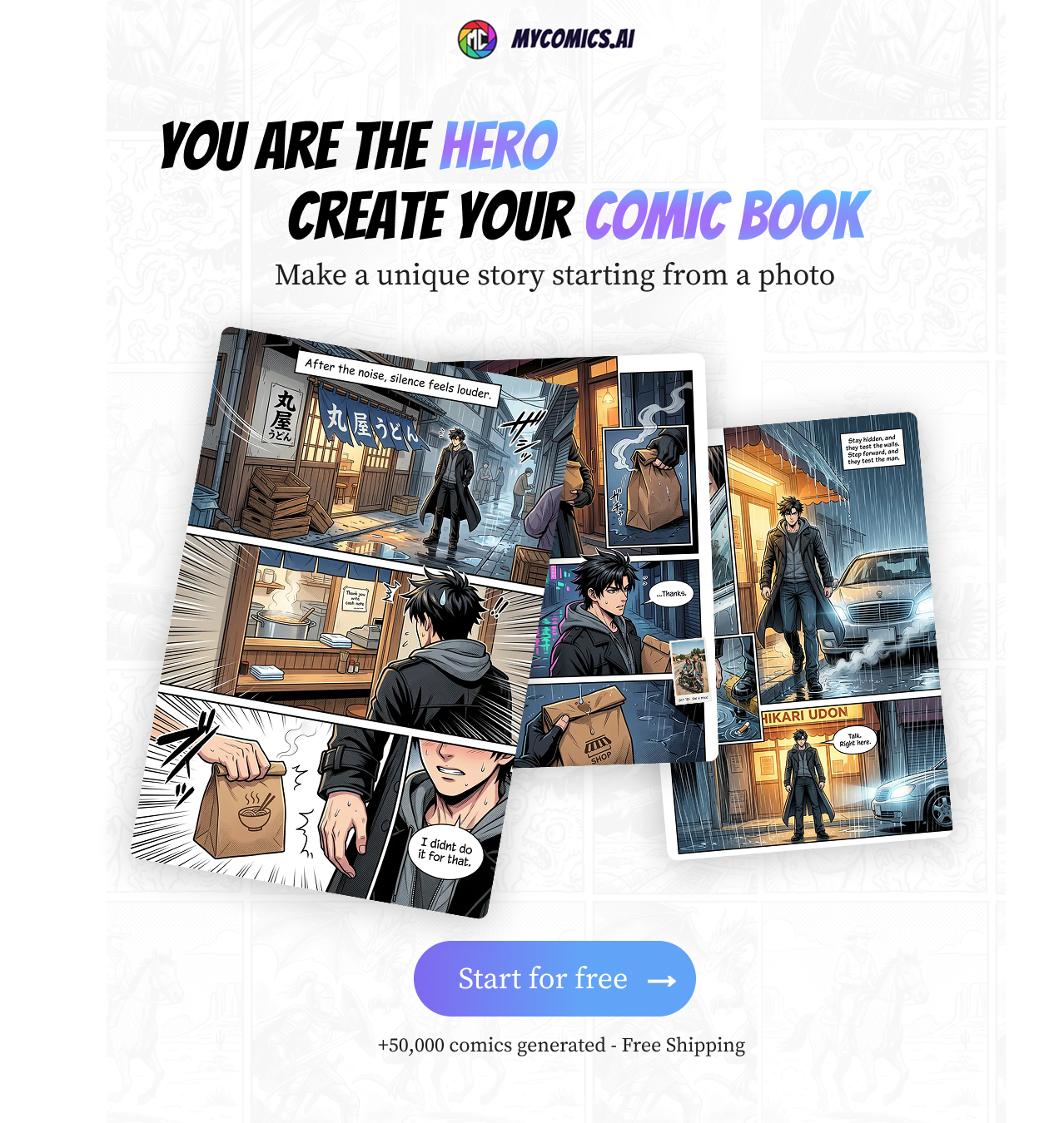 MyComics.ai Facebook ad: Turn Your Selfie Into a Comic Book