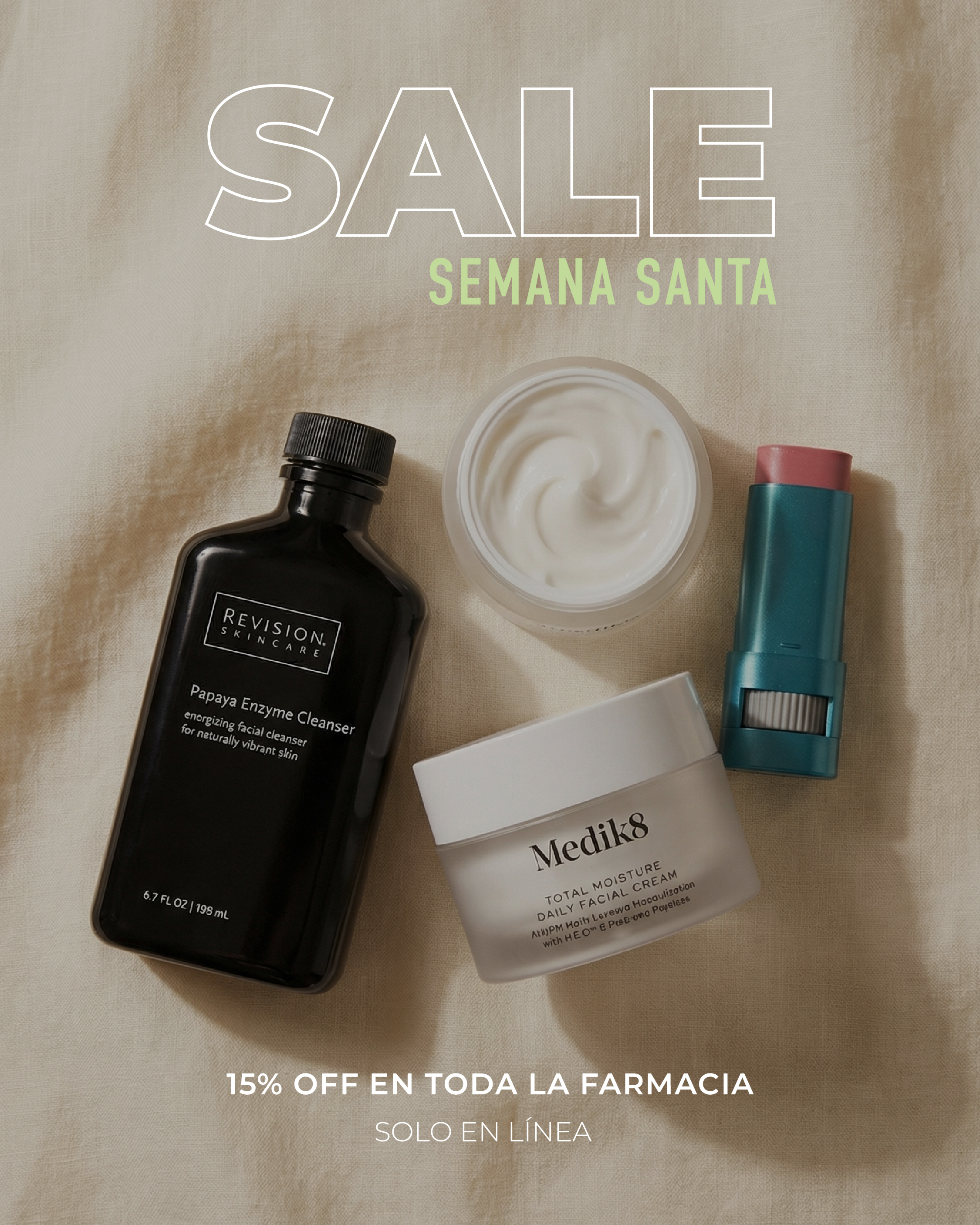 SkinClinics Facebook ad: Desliza y encuentra tu próximo favorito.