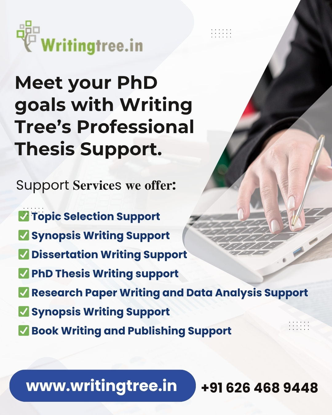 WritingTree Facebook ad: Meet your PhD goals with Writing Tree’s Professional…