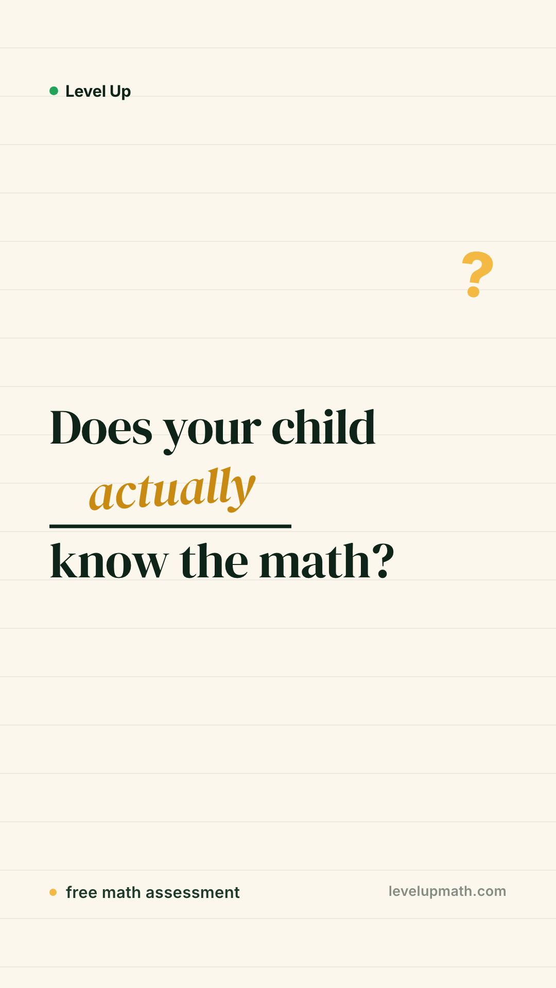 Level Up Facebook ad: Free K-8 math assessment