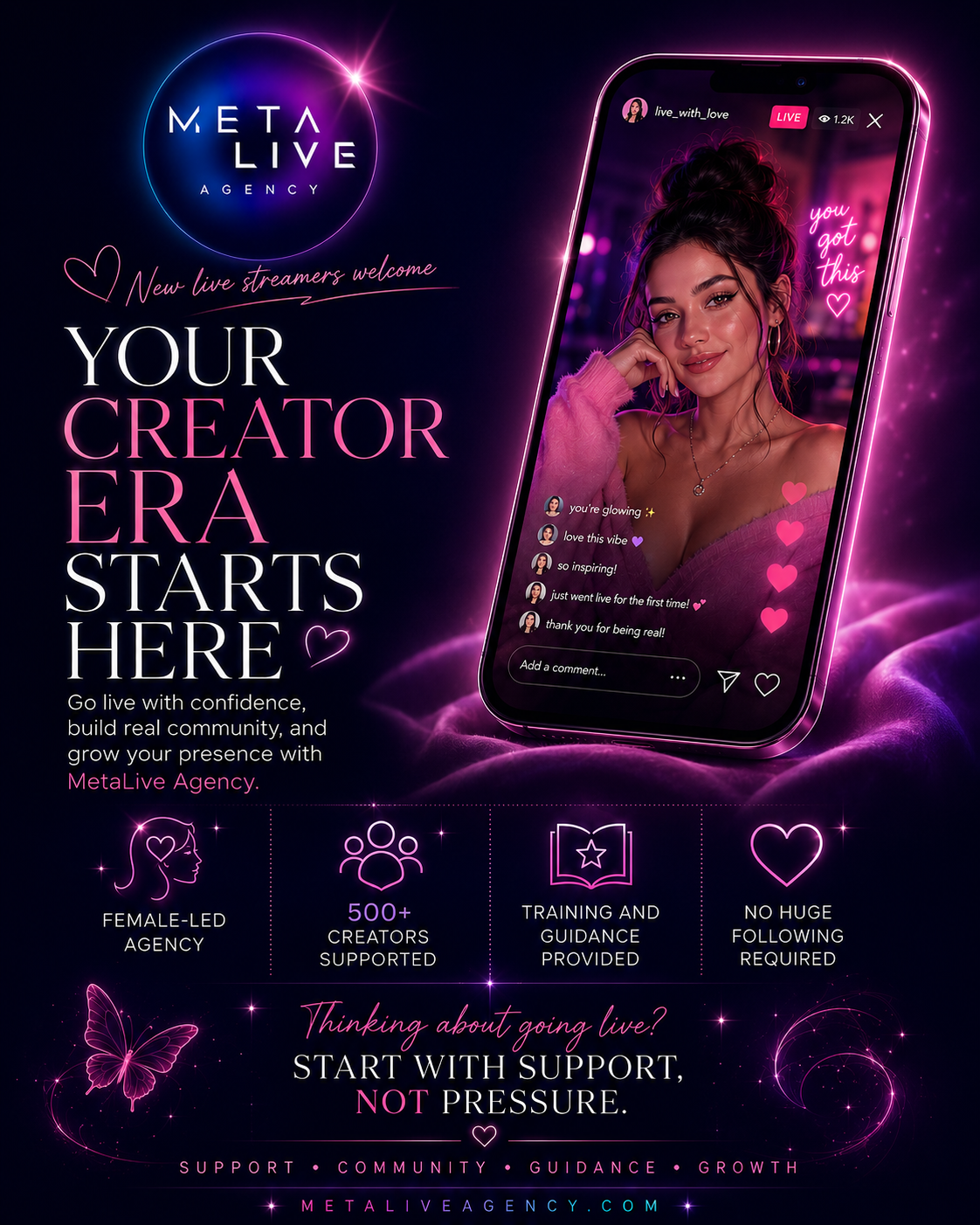 Metalive Agency Facebook ad: Start Your Live Streaming Journey