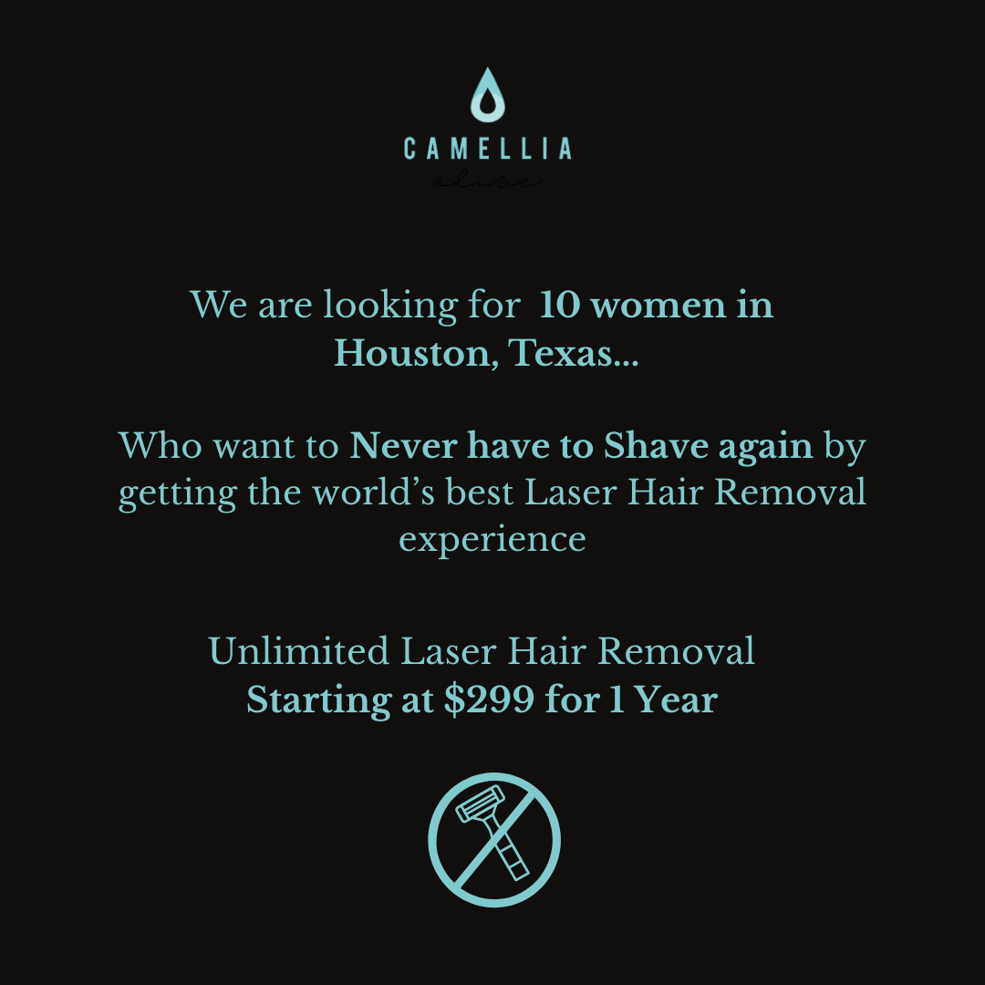 Camellia Alise Facebook ad: Unlimited Laser Hair Removal for 1 Area for 1 Full Year…