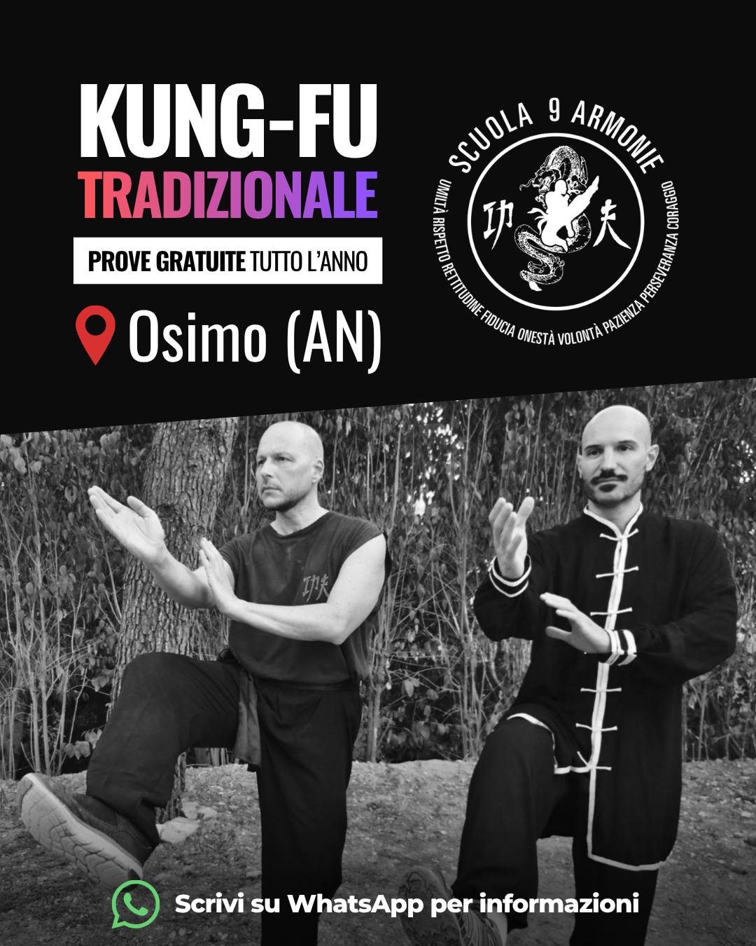 Scuola 9 Armonie Facebook ad: Corsi di KUng-Fu Tradizionale a Osimo