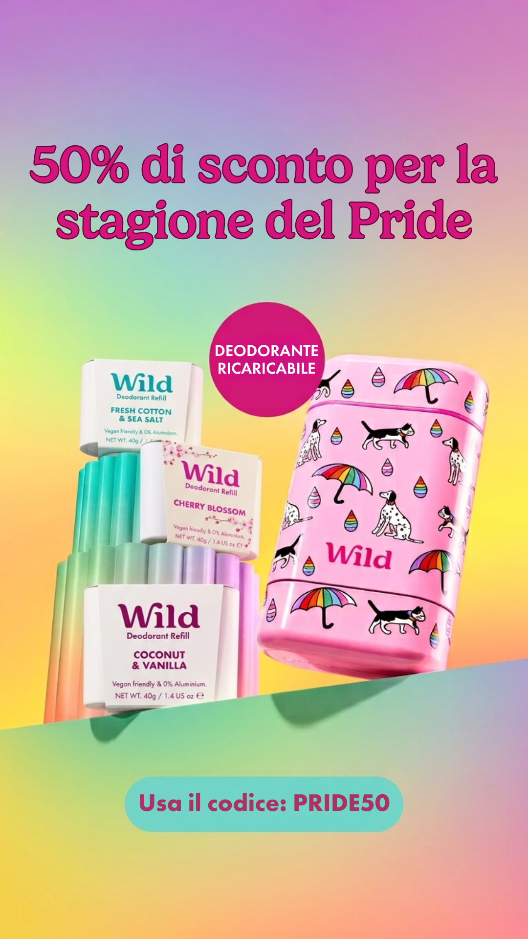 Wild Facebook ad: 50% di sconto per la stagione del Pride