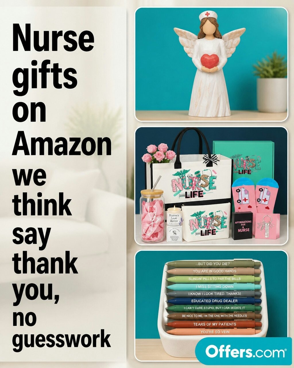 Offers.com Facebook ad: Thoughtful nurse presents that feel effortlessly…