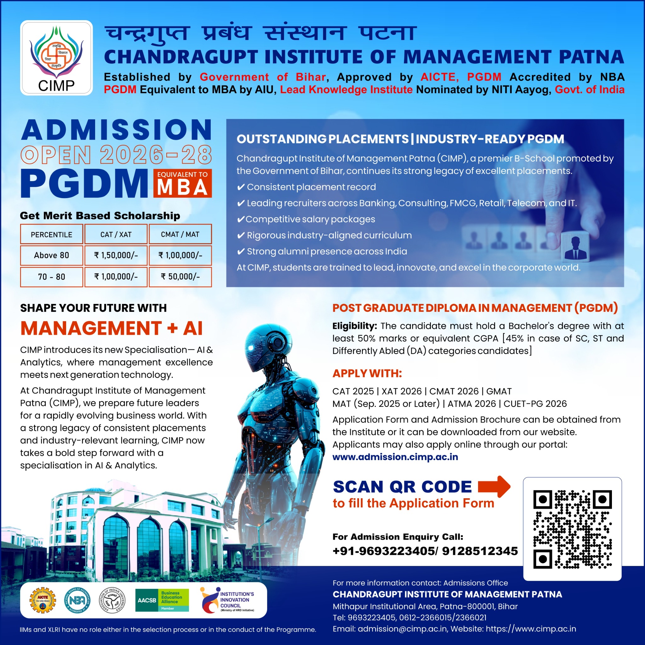 Chandragupt Institute of Management Patna Facebook ad: PGDM (Equivalent to MBA) | Admissions Open 2026, Apply Now