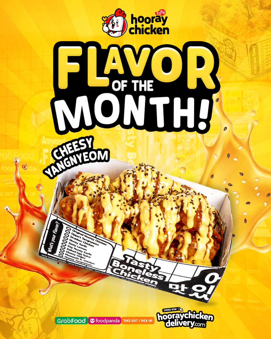 Hooray Chicken Facebook ad: Our Cheesy Yangnyeom remains our top seller-a perfect…
