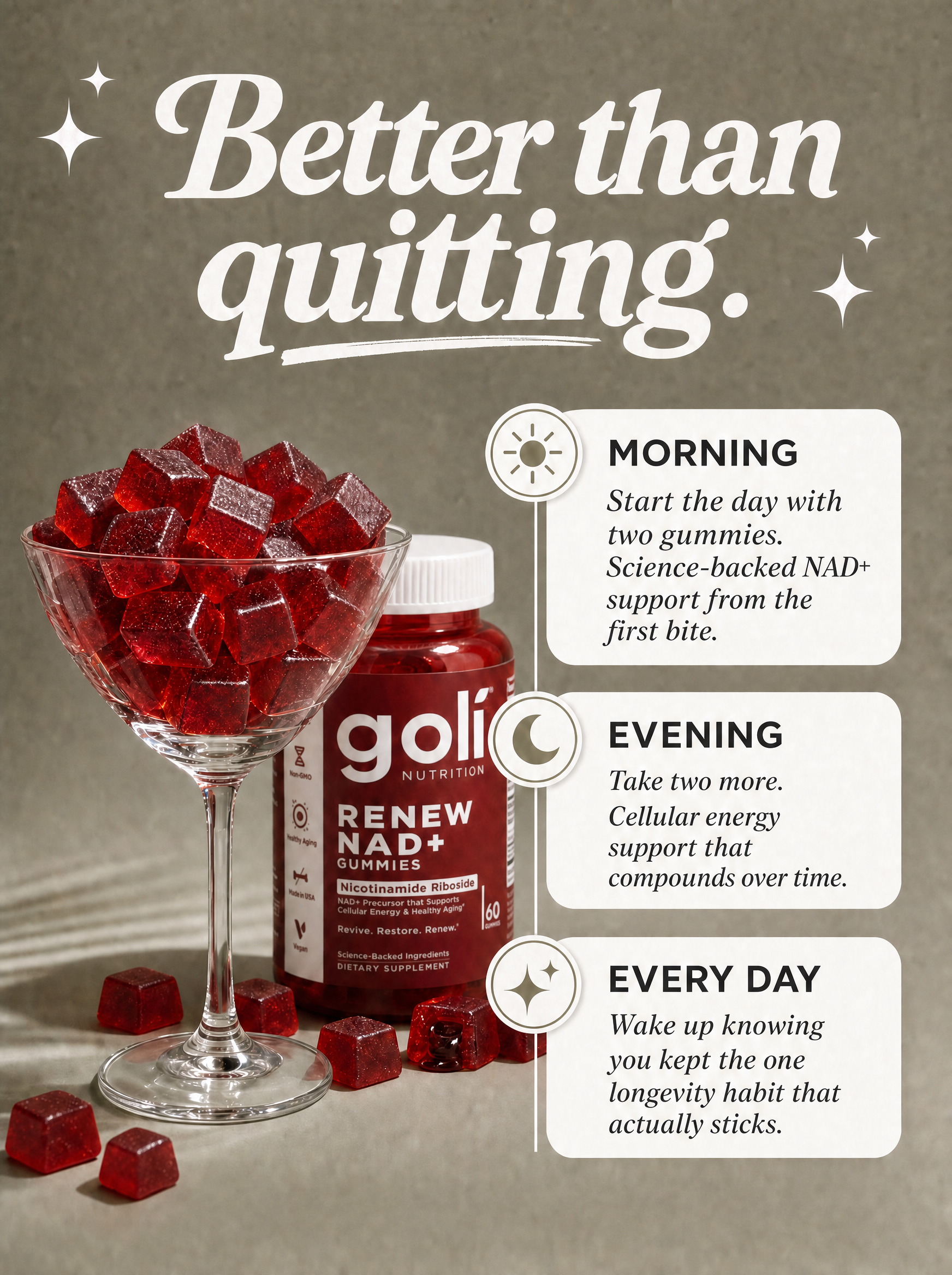 Goli Facebook ad: The NAD+ Gummy You Will Still Be Taking In October