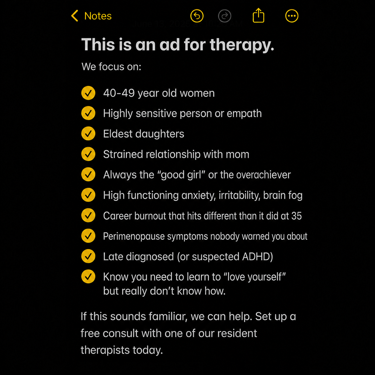True Self Counselling Facebook ad
