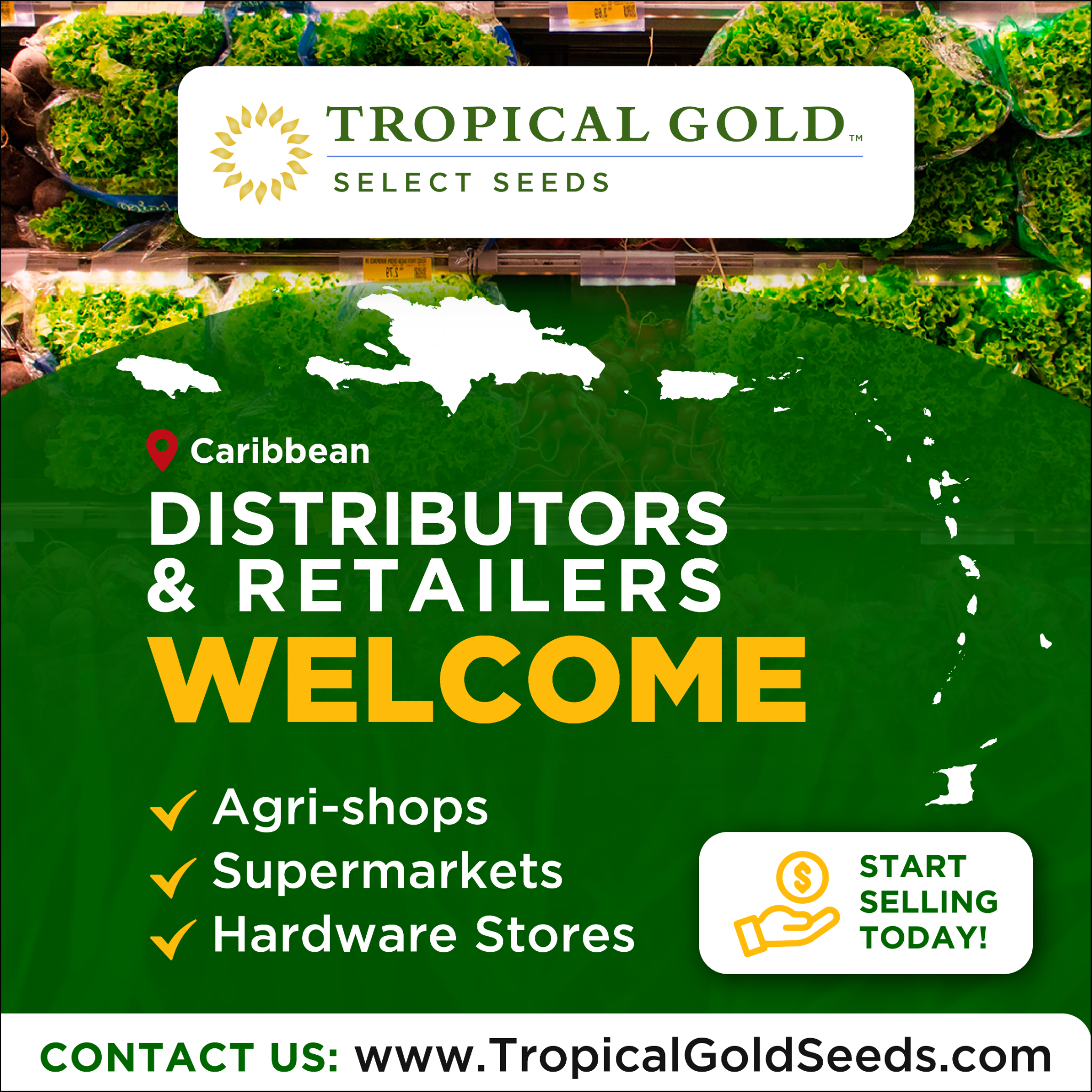 Tropical Gold Seeds Facebook ad: Call us for more information.