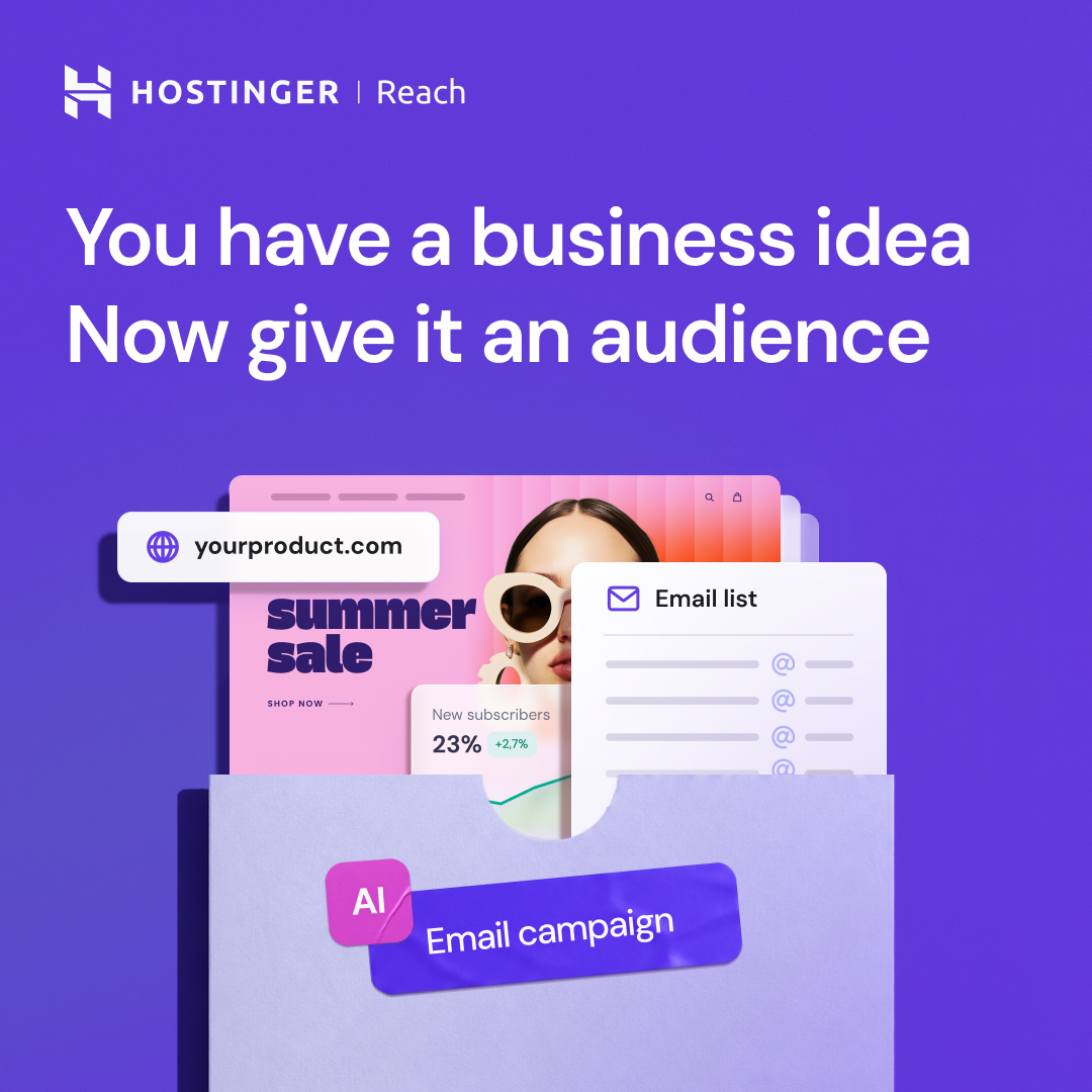 Hostinger Facebook ad: AI-powered email marketing